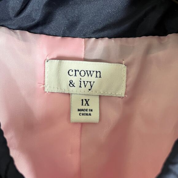 Crown & Ivy Insulated Vest Womens Size 1X Pink Essentials Quilted Color Block - Picture 12 of 13
